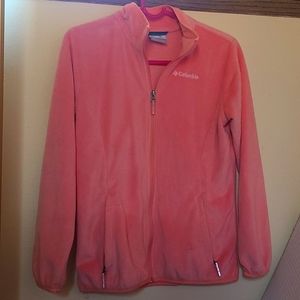 Columbia fleece zip up jacket.  Big girls size L